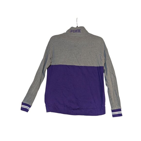Clemson Tigers Victorias Secret PINK XS 1/4-Zip Pullover Sweatshirt Gray & Purpl - Picture 4 of 4